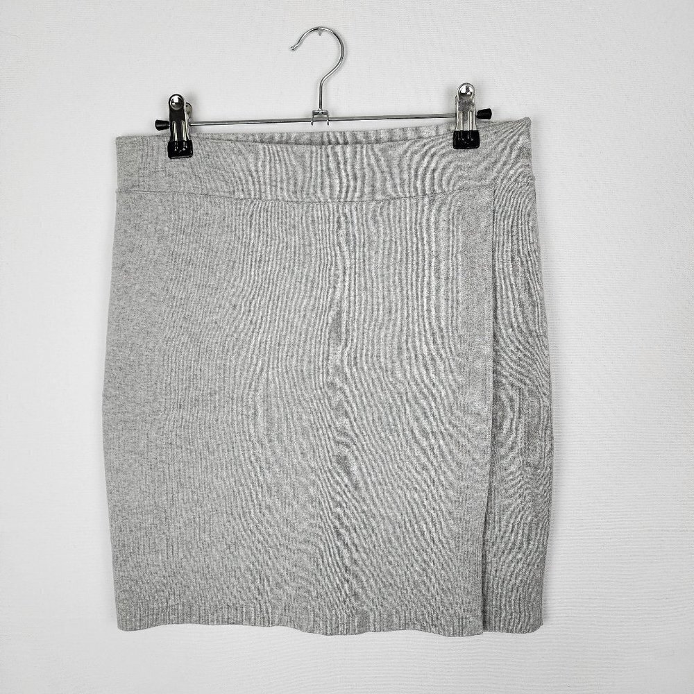 BCBGeneration Womens Gray Faux Wrap Knit Mini Skirt Size Medium Cotton Blend